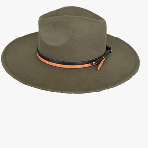 Stylish Olive Hat with Leather Accent